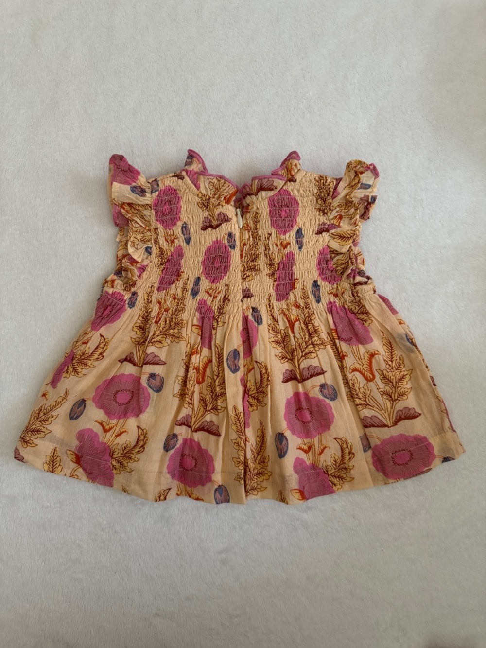 {NWT} Pink Chicken | Stevie Floral Smocked Boho Dress Set Purple Gilded (3/6M) - Picture 4 of 15